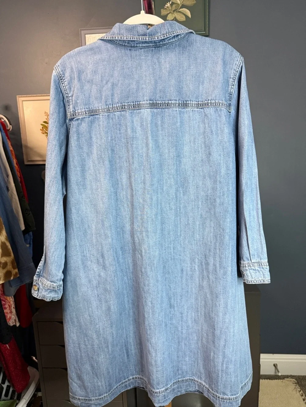 Old Navy Light Blue Denim Long-Sleeve Shirt Dress - Picture 6 of 7